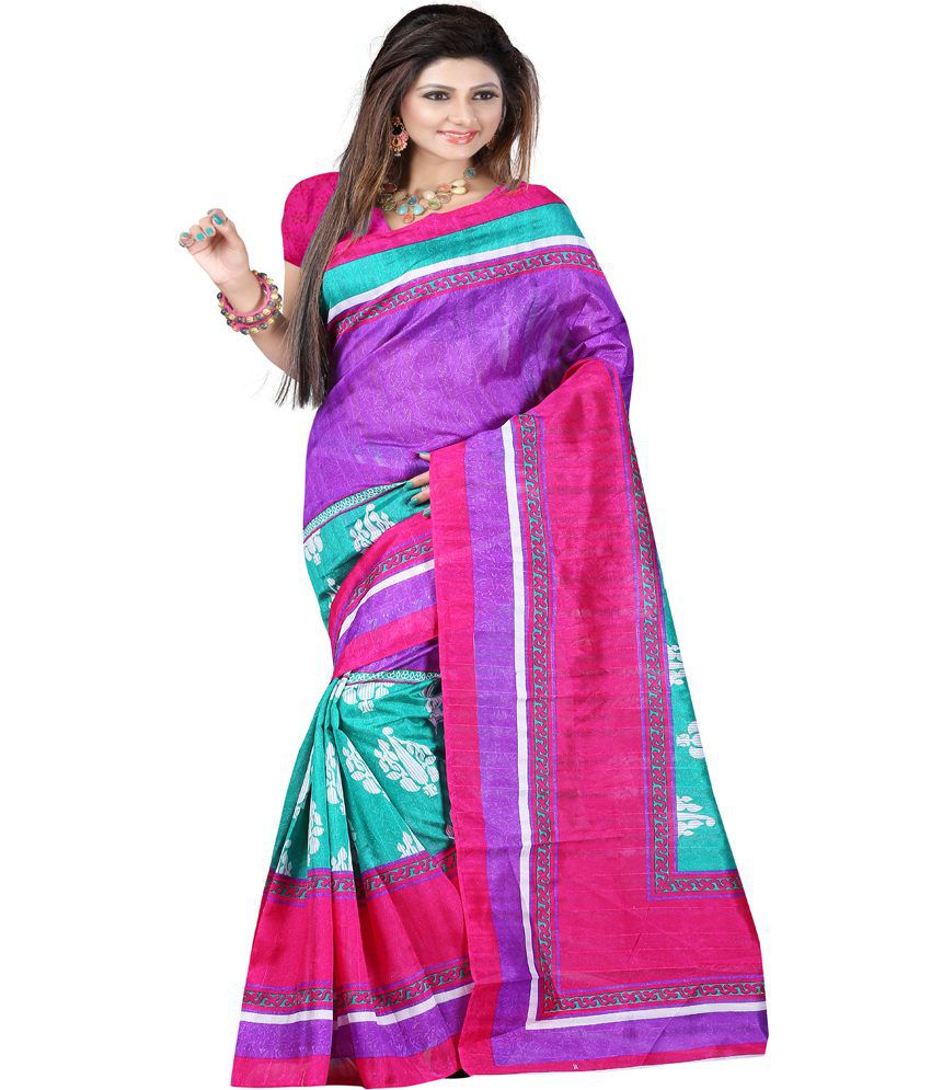 Laxmi Sarees Surat Multicoloured Bhagalpuri Silk Saree - Buy Laxmi ...
