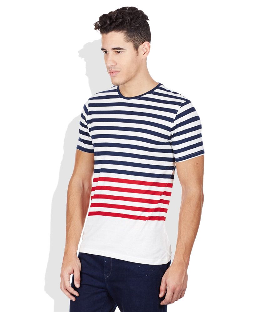 Bossini White Striped Round Neck T-Shirt - Buy Bossini White Striped ...