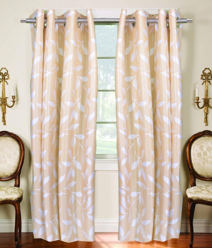 Trendy Home Leaf Printed Window Curtain Pack Of 2 Printed ...