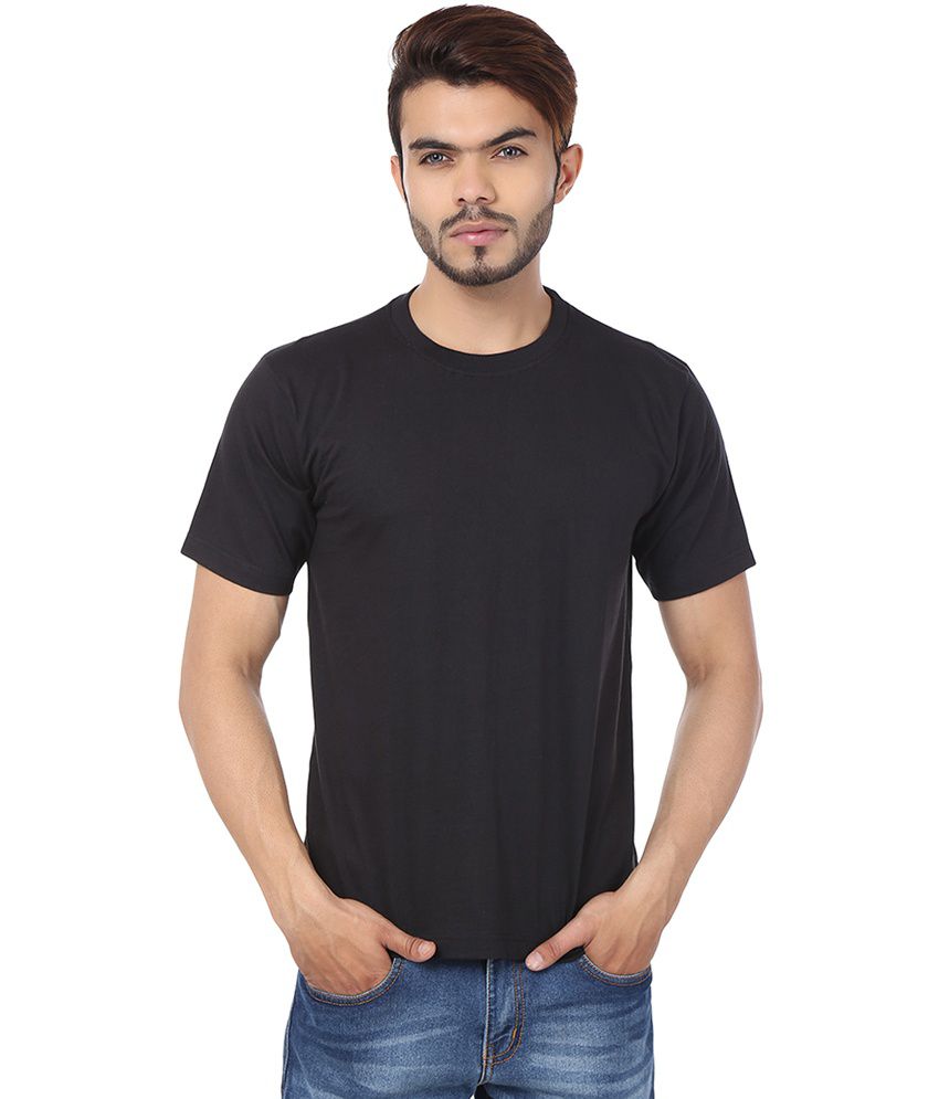 Weardo Black Cotton Half Sleeves Round Neck T-shirt - Buy Weardo Black ...