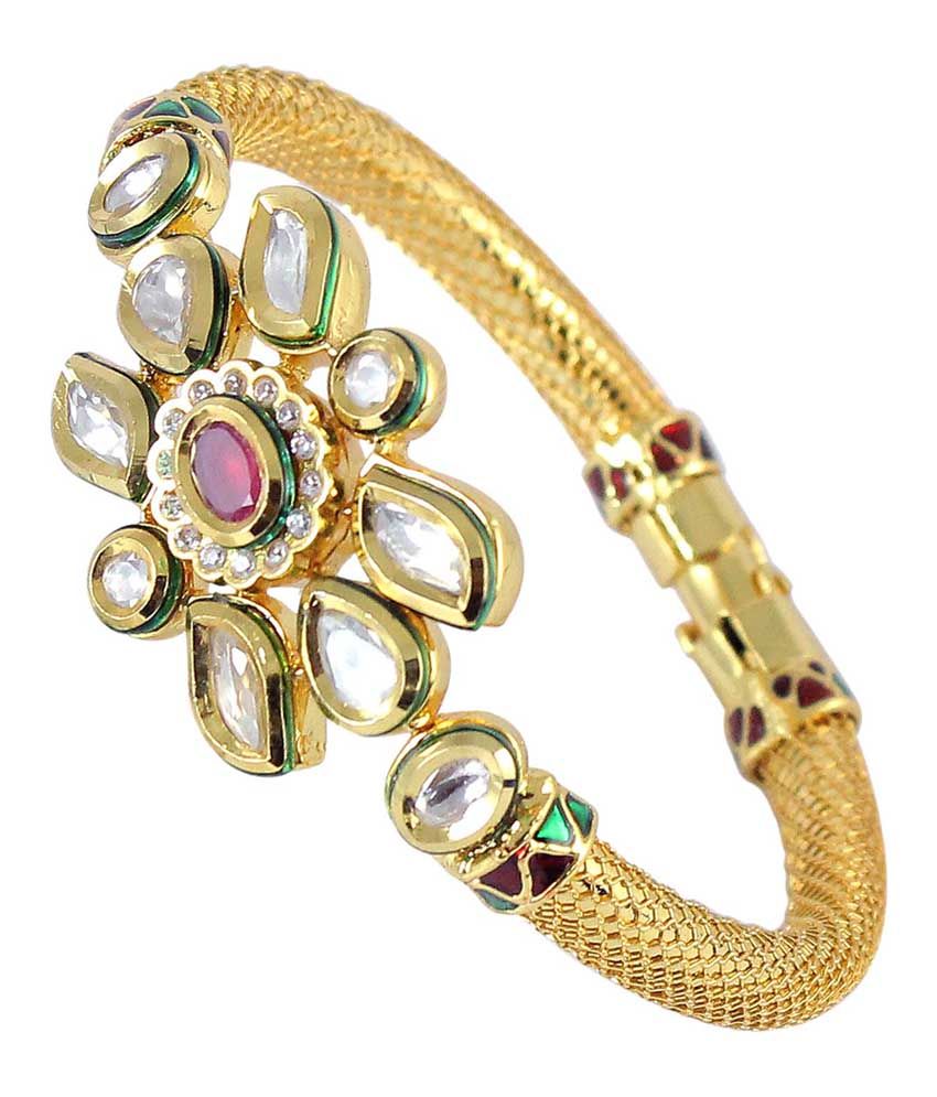 Much More Fashion Gold Plated Kundan White Bracelet Buy Much More Fashion Gold Plated Kundan