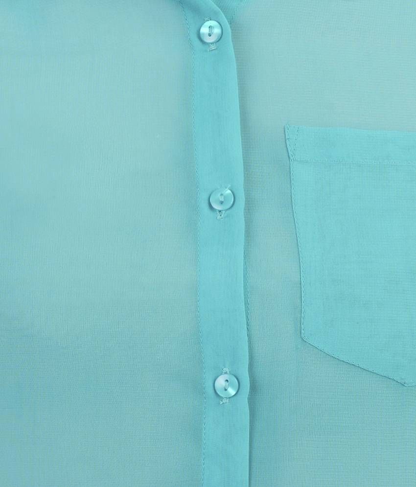 Buy Anasazi Turquoise Sheer Georgette Shirt Online at Best Prices in ...