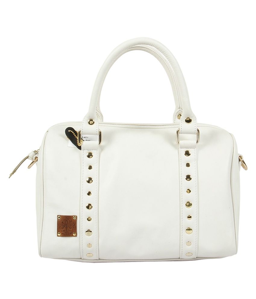 ruched white shoulder bag