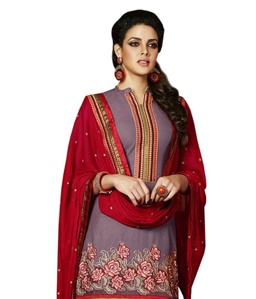 Patiala House Purple Cotton Cambric Dress Material - Buy Patiala House Purple Cotton Cambric 