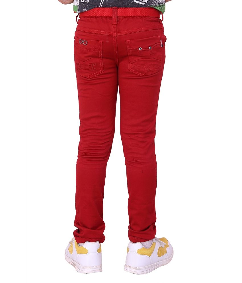 maroon colour jeans pant