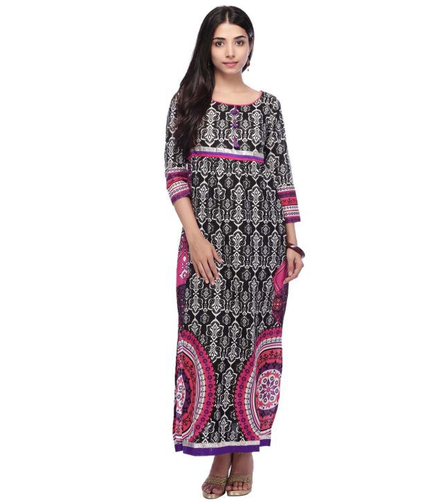 Haute Curry By Shoppers Stop Black Cotton Maxi Dress - Buy Haute Curry ...