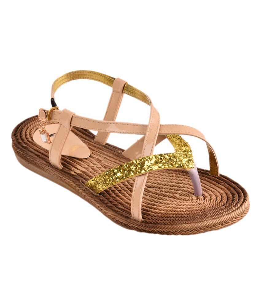 Ninelifestyle Divaa Beige Flat Sandals Price in India- Buy Ninelifestyle Divaa Beige Flat 