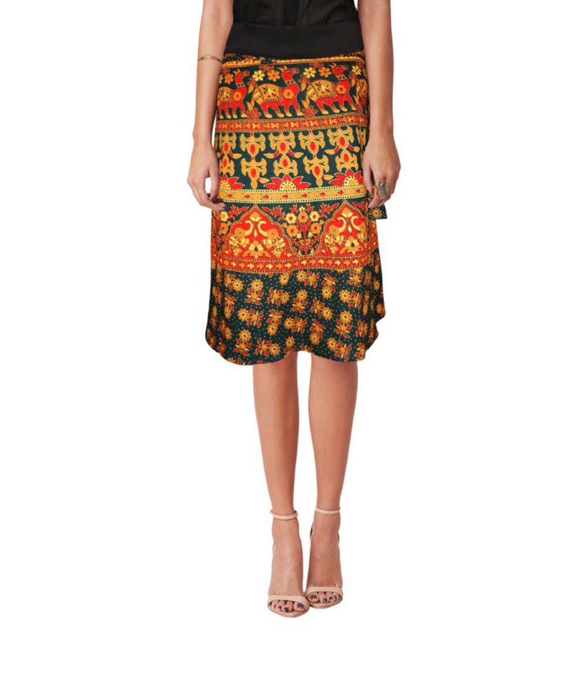 Buy Ethnic Style Cotton Short Wrap Around Skirt Online at Best Prices ...