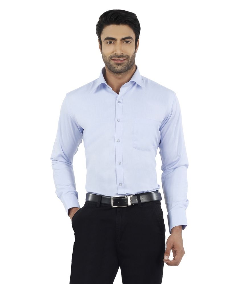 Dennis Lingo Blue Cotton Blend Formal Shirt - Buy Dennis Lingo Blue ...