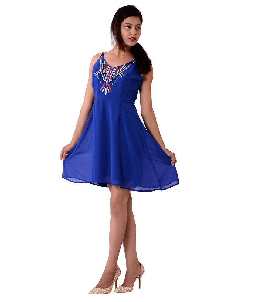 Fashnopolism Blue Chiffon Short Dress Buy Fashnopolism Blue Chiffon