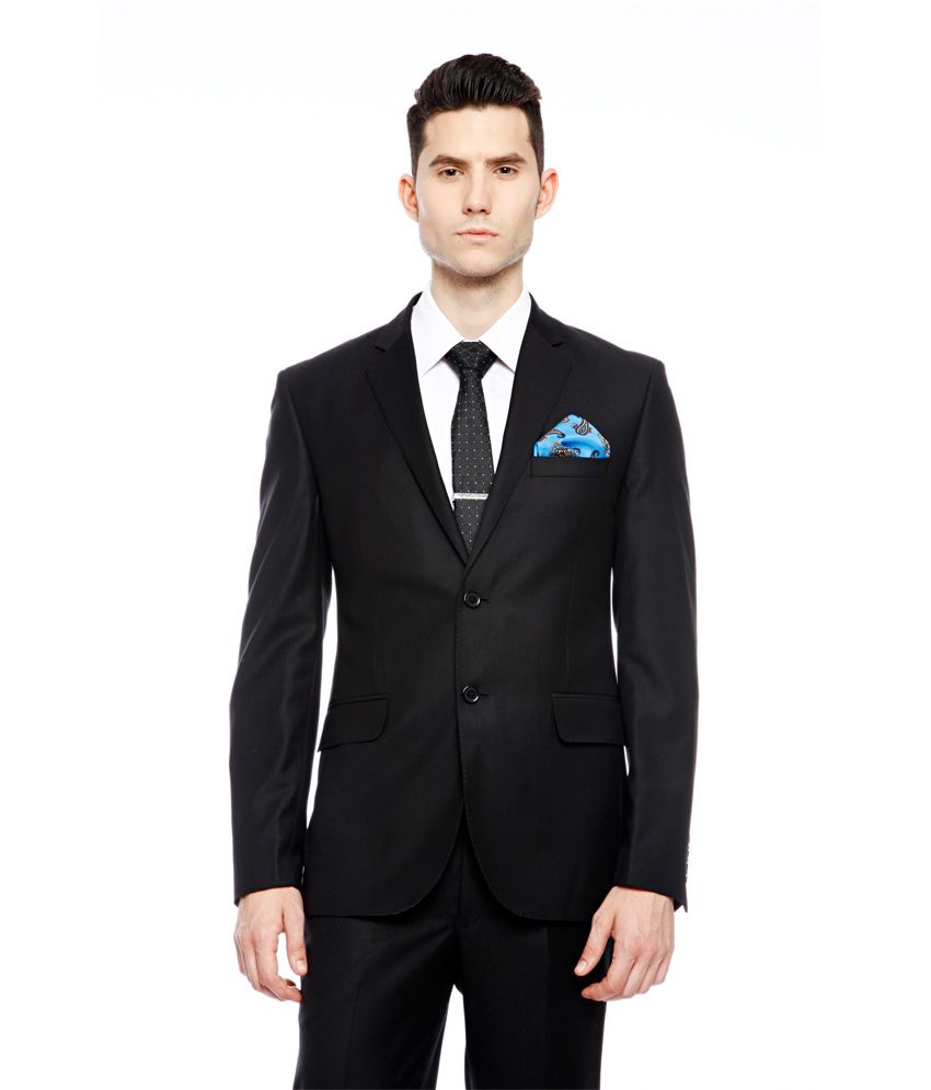 Brahaan BLUE TAG Black Slim Fit Single-Breasted Formal Suit - Buy ...