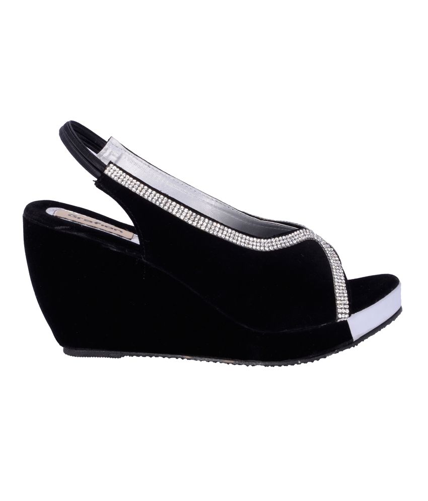 Grafion Partywear Black Platform Heels Sandals Price in India Buy Grafion Partywear Black