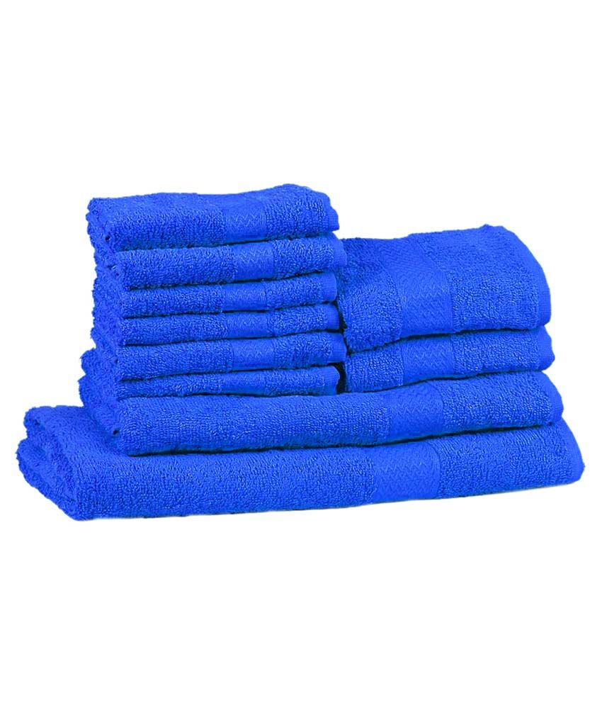 Trident Set of 10 Cotton Bath Towel - Blue - Buy Trident Set of 10 ...