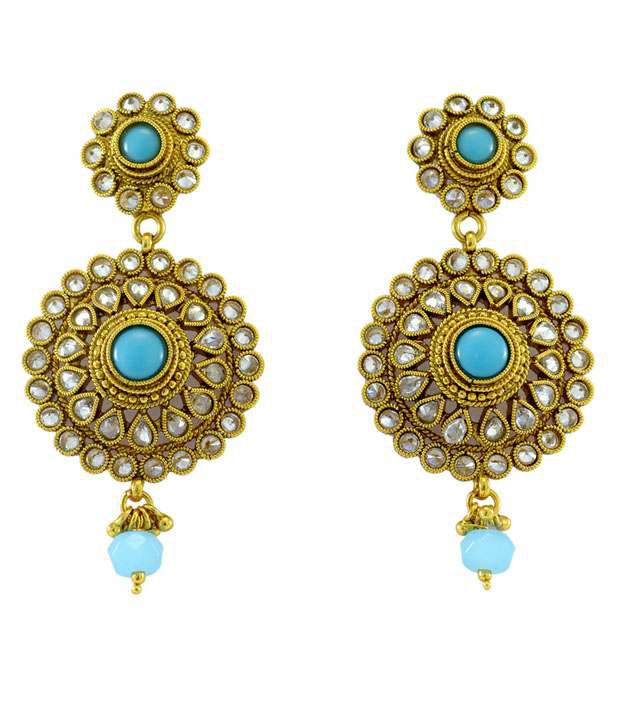 Kamal Jewellers Bridal Blue Earrings - Buy Kamal Jewellers Bridal Blue Earrings Online at Best 