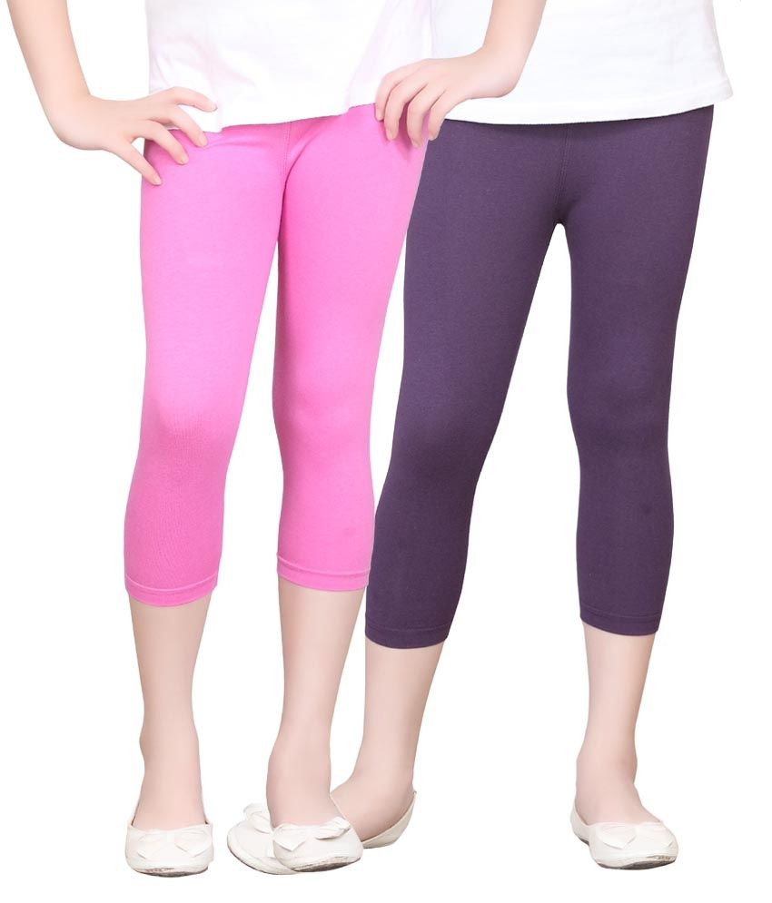     			Sini Mini Pack of 2 Girls Cotton Capris ( Multicolor )