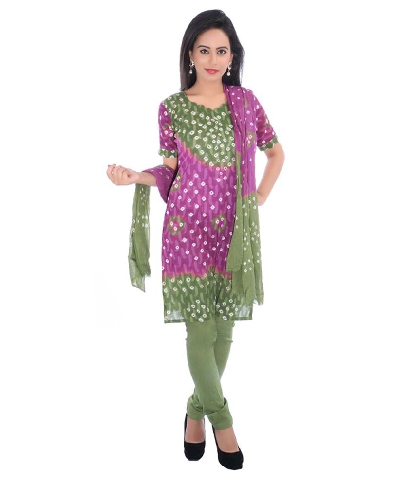 Grafion Pink Printed Bandhani Cotton Dress Material - Buy Grafion Pink Printed Bandhani Cotton 