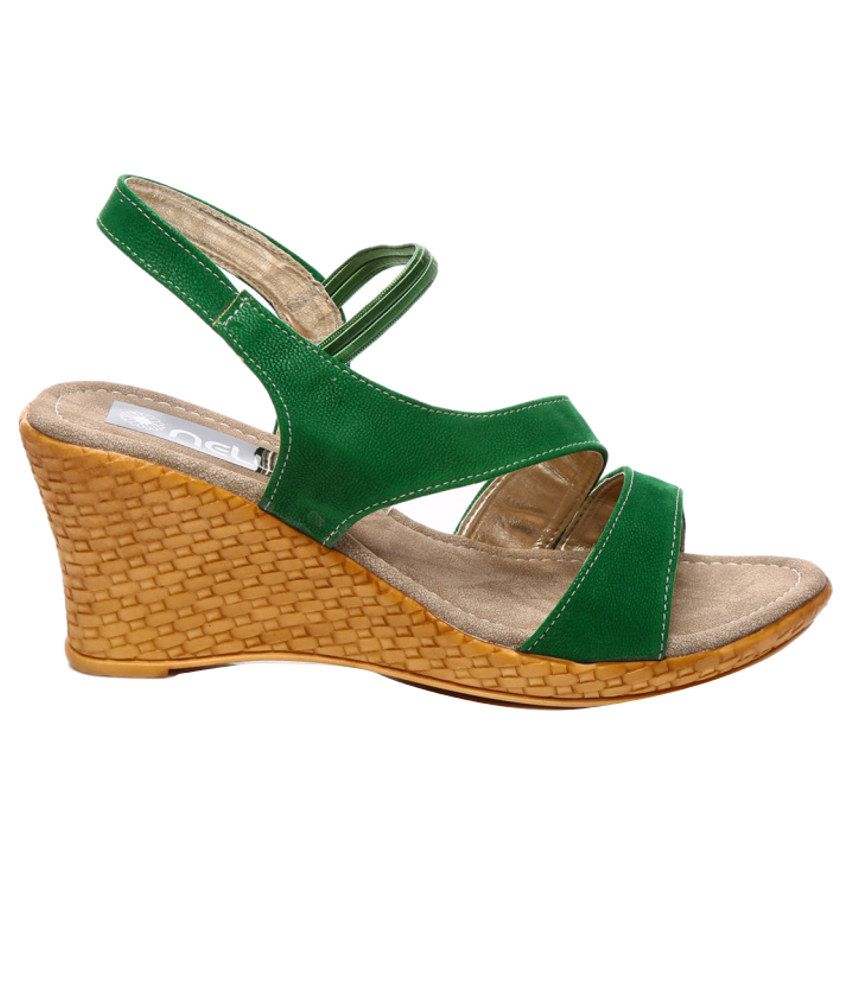 bright green heeled sandals