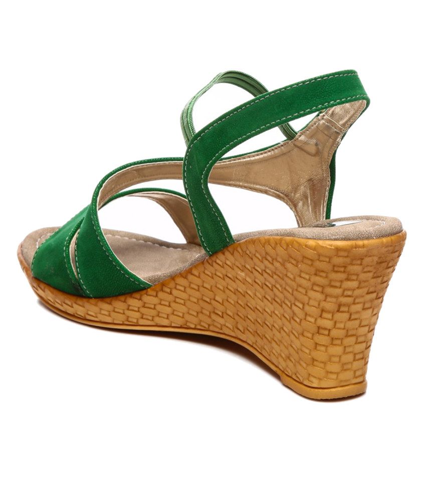 Nell Fashionable Green Heeled Sandals Price In India Buy Nell Fashionable Green Heeled Sandals