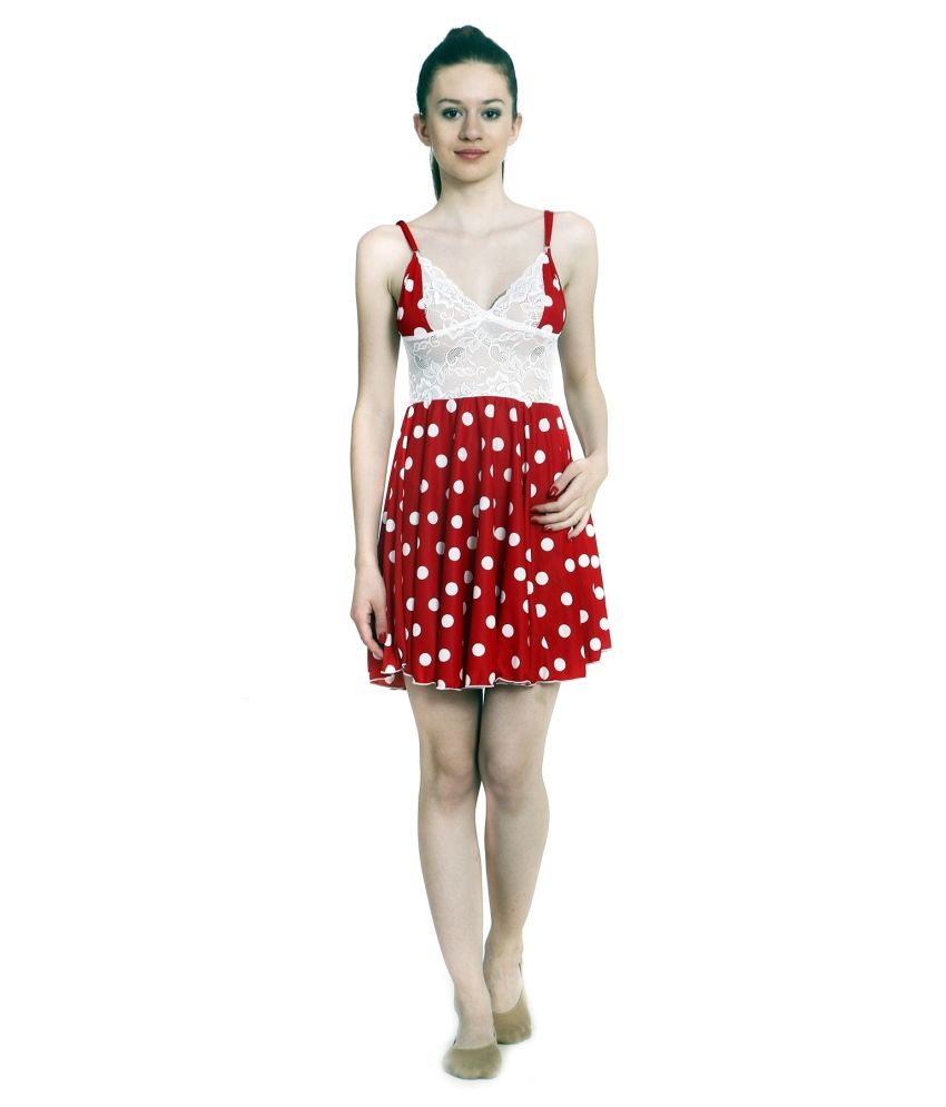 Buy Ellryza Red Short Babydoll Nightwear Dress Online at Best Prices in