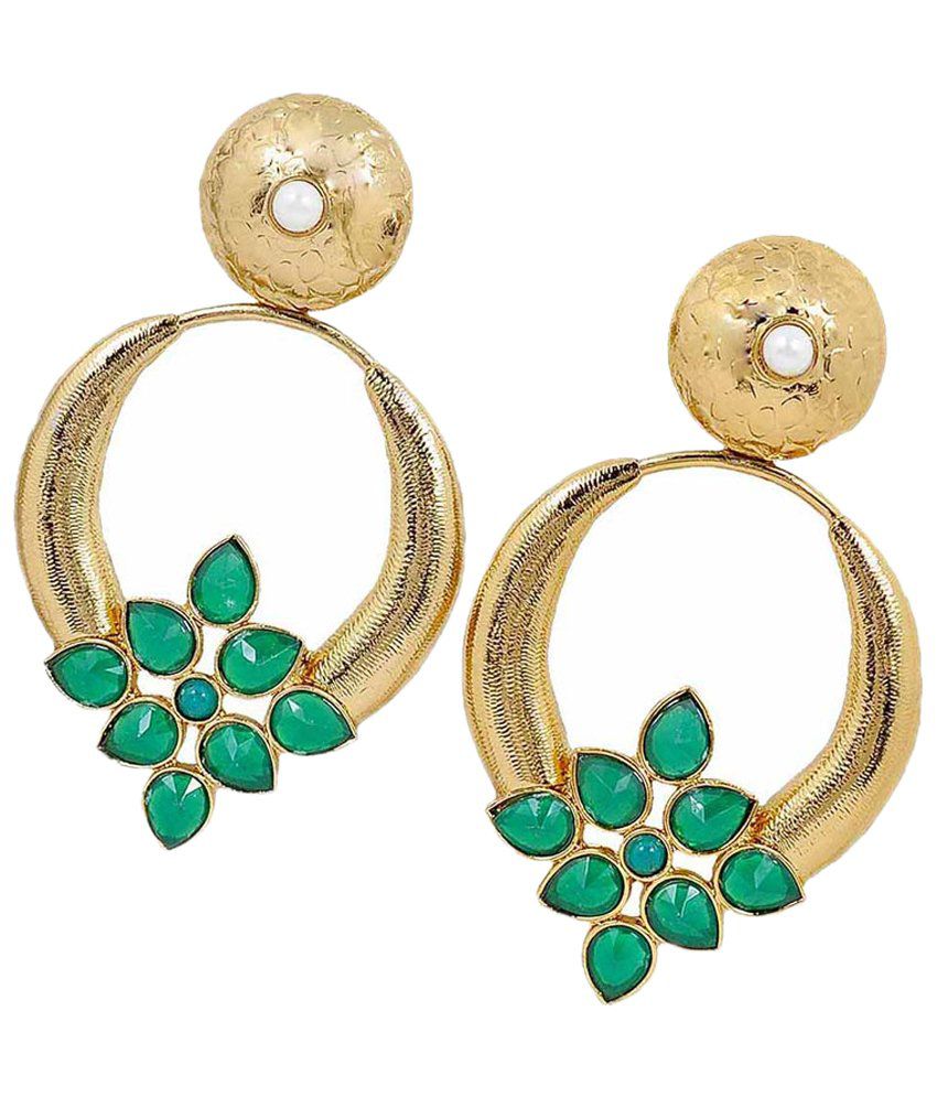 Maayra Magical Green & Golden Coloured Beads Drop Earrings: Buy Maayra ...