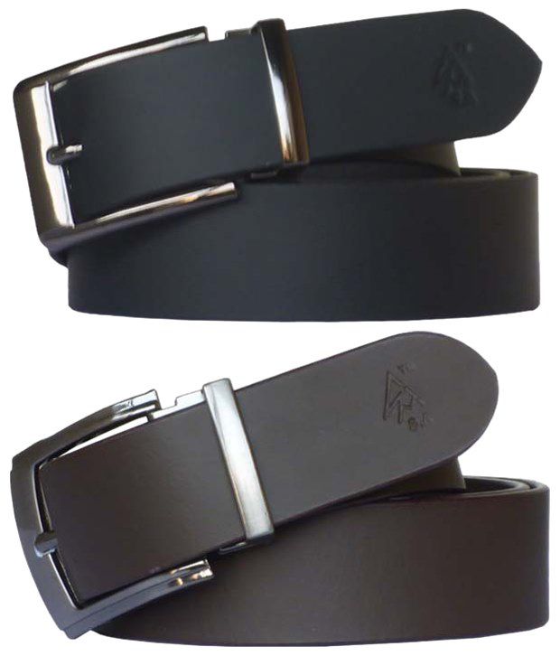 Sondagar Arts Alluring Combo Of 2 Brown & Black Leather Belts