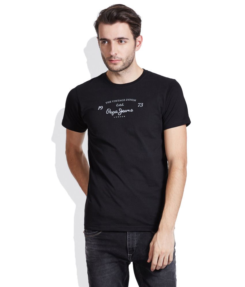 ... Pepe Jeans Black Round Neck T-Shirt Online at Low Price - Snapdeal.com