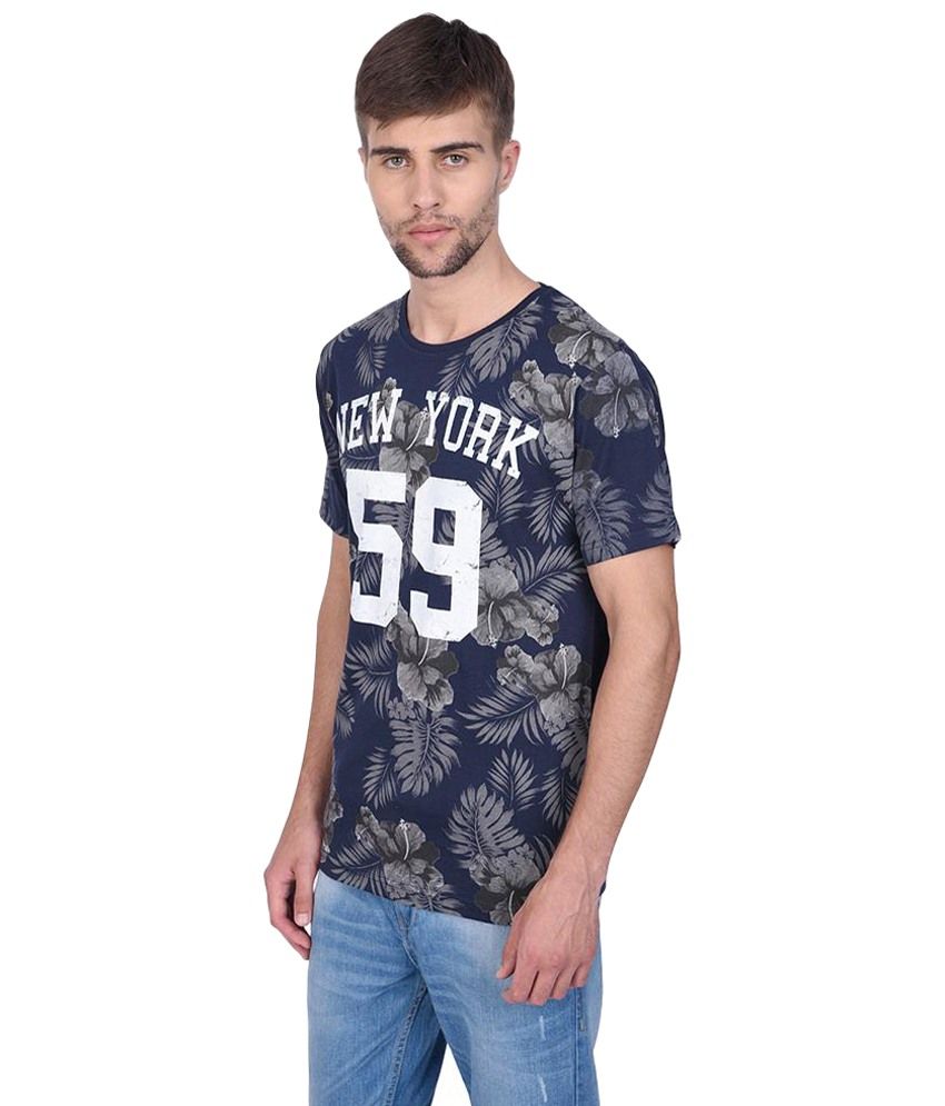 navy blue printed tshirt