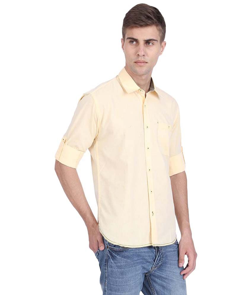 Slub Yellow Cotton Casual Shirt For Men - Buy Slub Yellow Cotton Casual ...