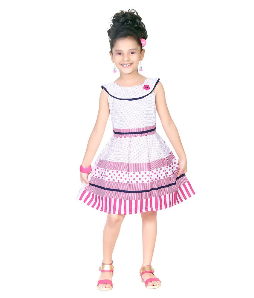 Trendy Girls Pink Cotton Knee Length Sleevless Frock - Buy Trendy Girls Pink Cotton Knee Length 