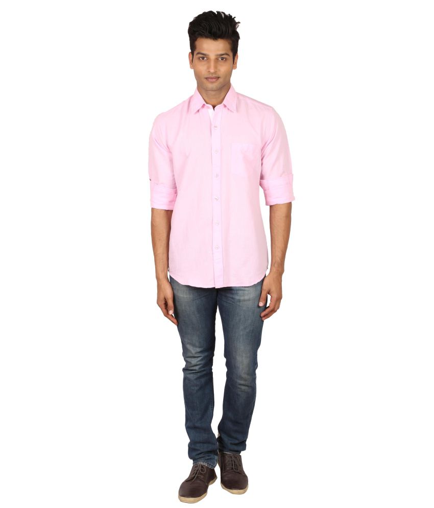 Writer Pink Linen Formals Full Shirt For Men - Buy Writer Pink Linen ...