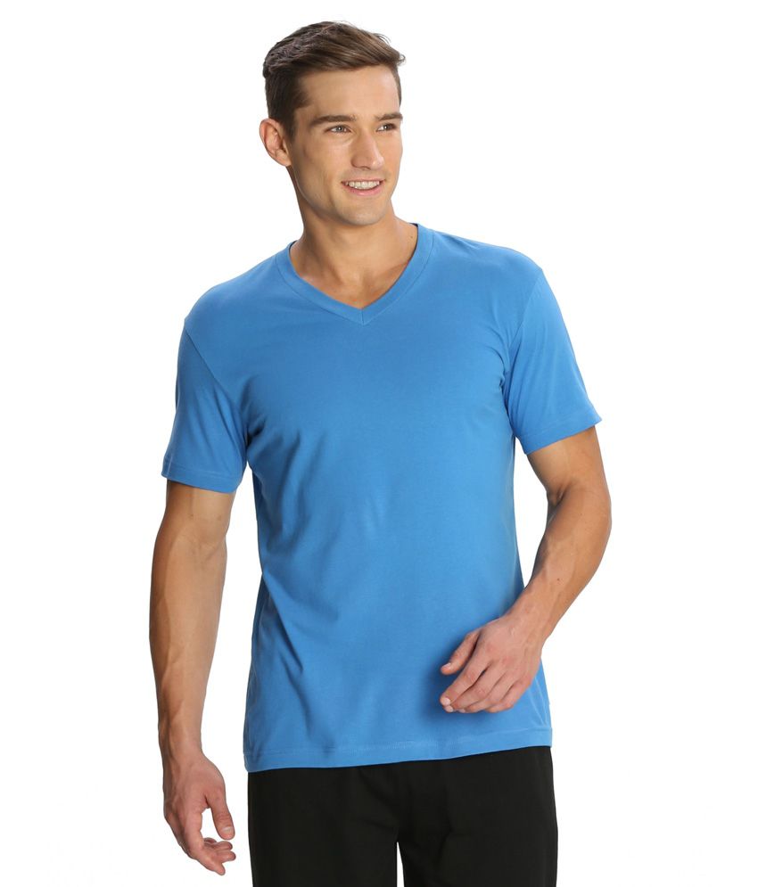 Jockey Blue Cotton V-neck Half Sleeves T-shirt - Buy Jockey Blue Cotton ...