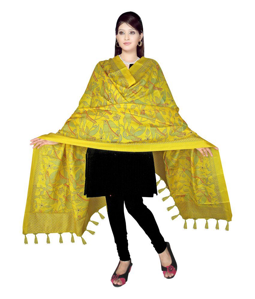 Shyam Silk Fabrics Yellow Bhagalpuri Silk Dupattas Price In India Buy