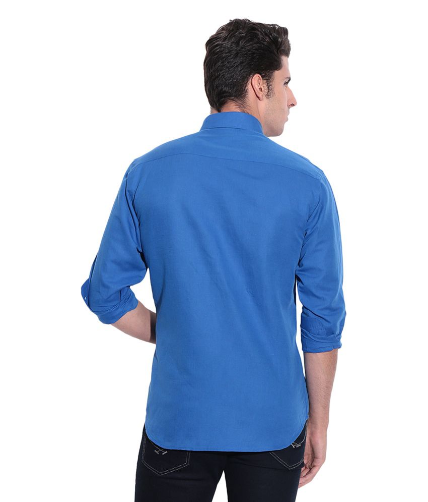Club Avis USA Blue Smart Fit Formal Linen Shirt - Buy Club Avis USA ...