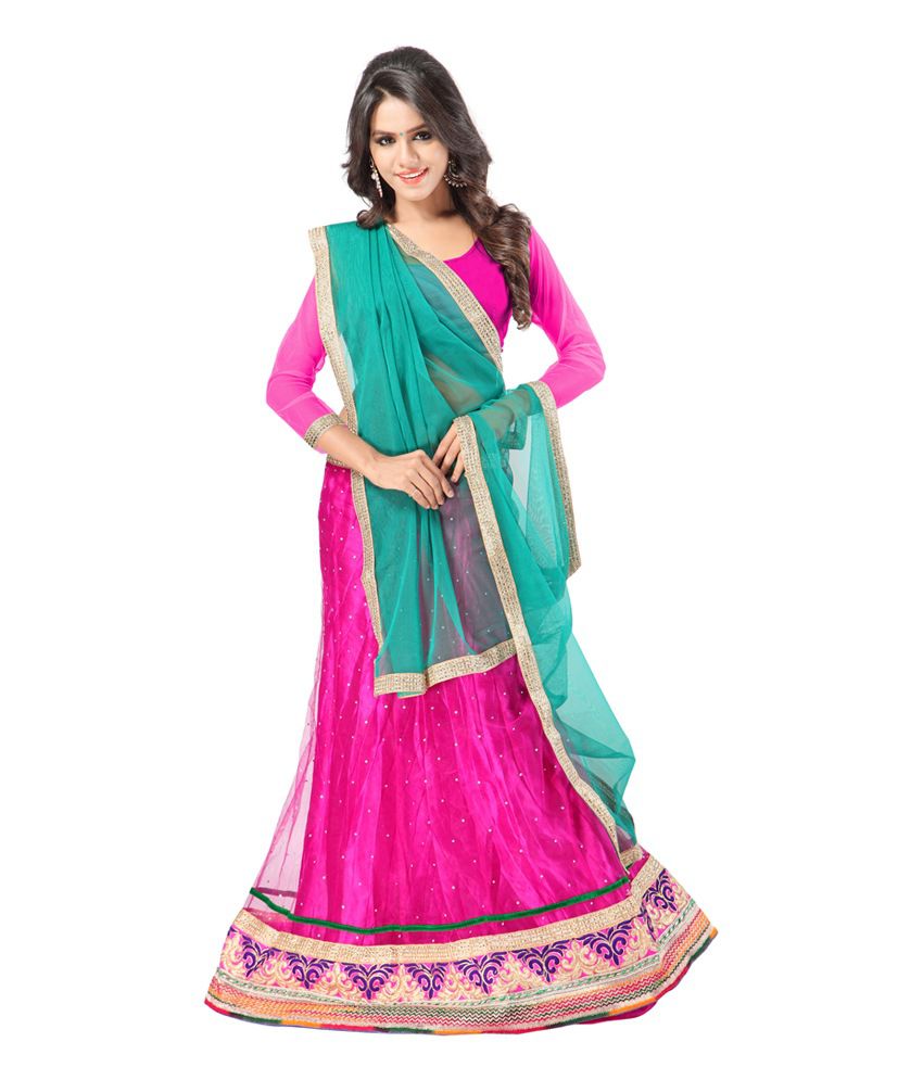Gulmohar Fashion Pink Satin Lehenga - Buy Gulmohar Fashion Pink Satin ...