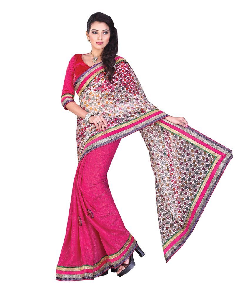Wavelon Designer Sarees Pink Tissue Saree - Buy Wavelon Designer Sarees Pink Tissue Saree Online 
