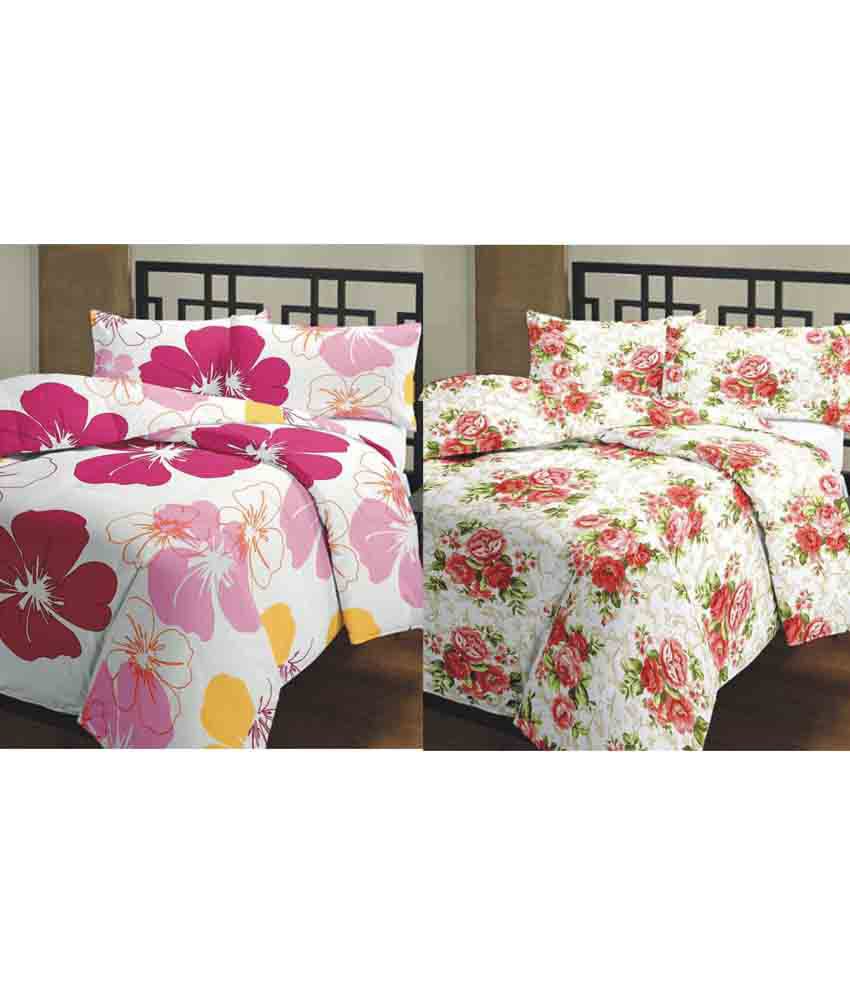     			Renown Multicolor Poly Cotton Floral Single Bed Ac Blanket/Dohar Combo - Set Of 2