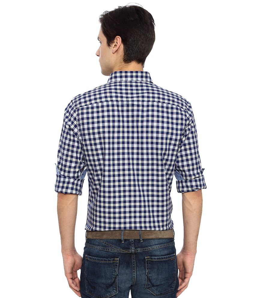 allen solly blue check shirt