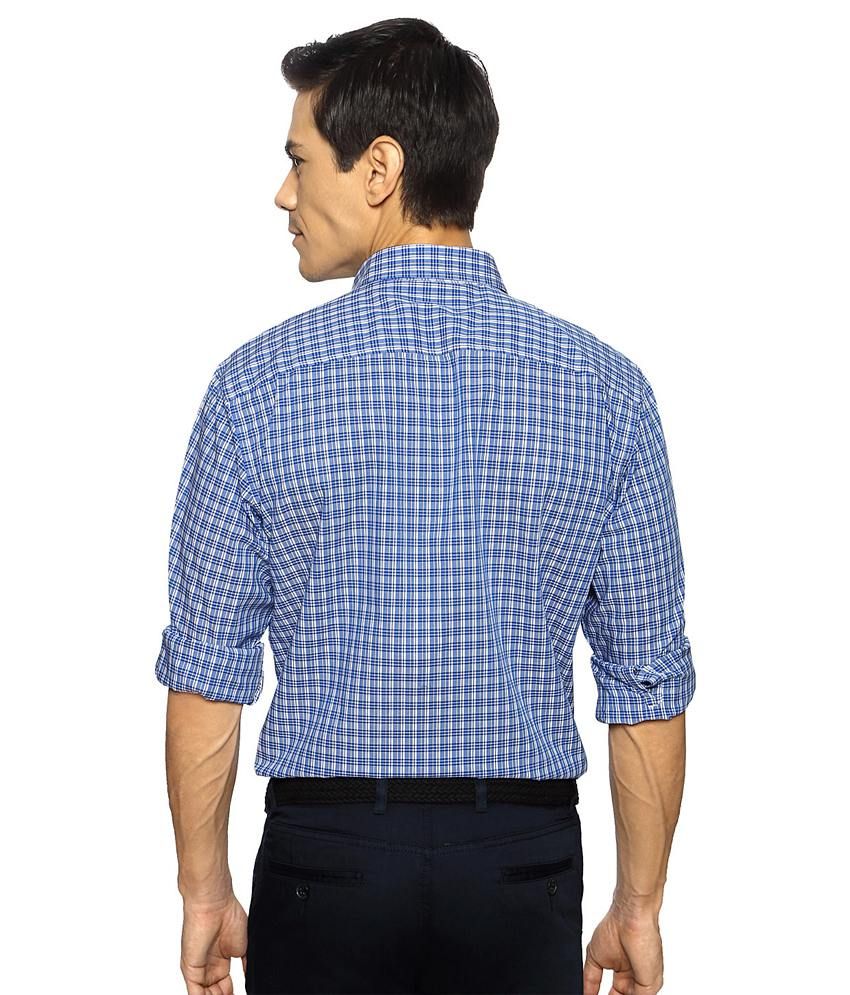 allen solly blue check shirt