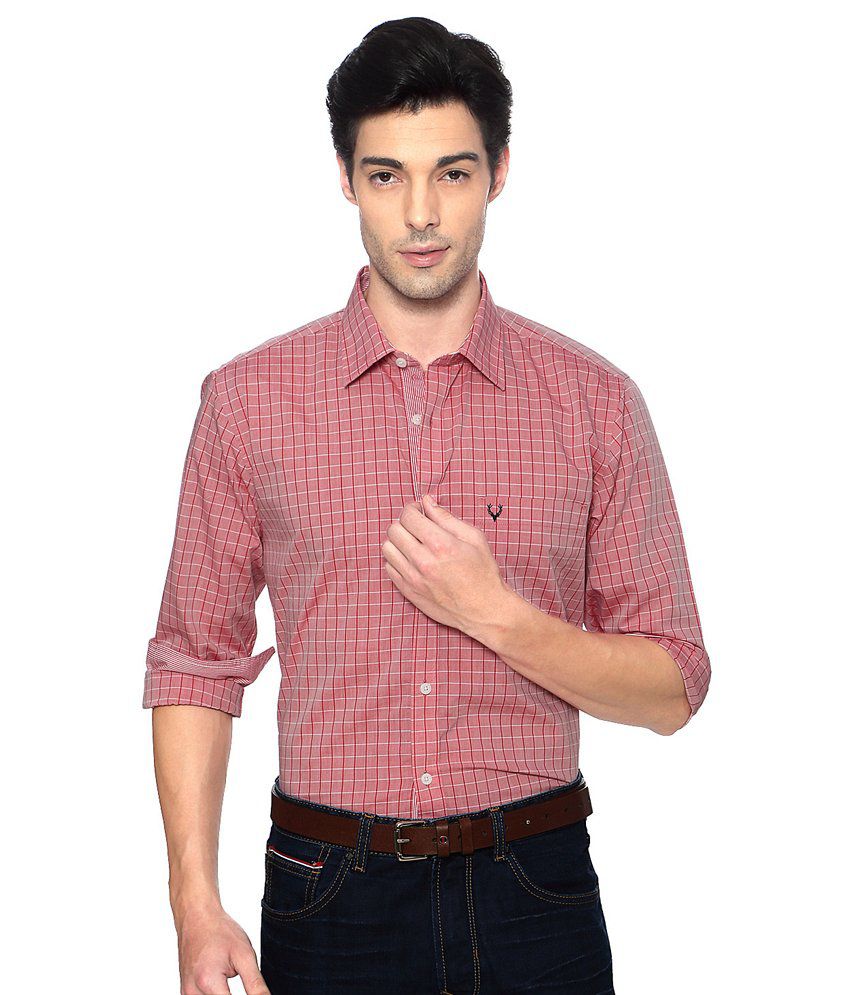 Allen Solly Red Checked Shirt - Buy Allen Solly Red Checked Shirt ...