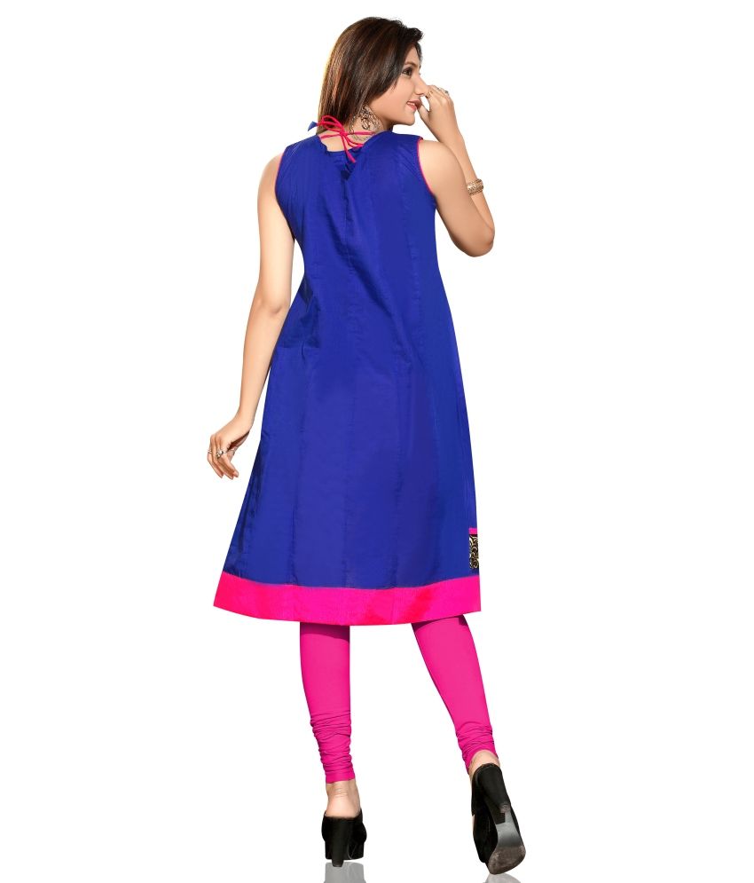 Karan Kurtis Blue Cotton Sleeveless Woven Round Neck Kurti For Women Buy Karan Kurtis Blue