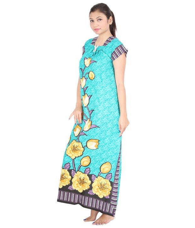 Buy MYLE Blue Cotton Printed Nighty Online at Best Prices in India - Snapdeal