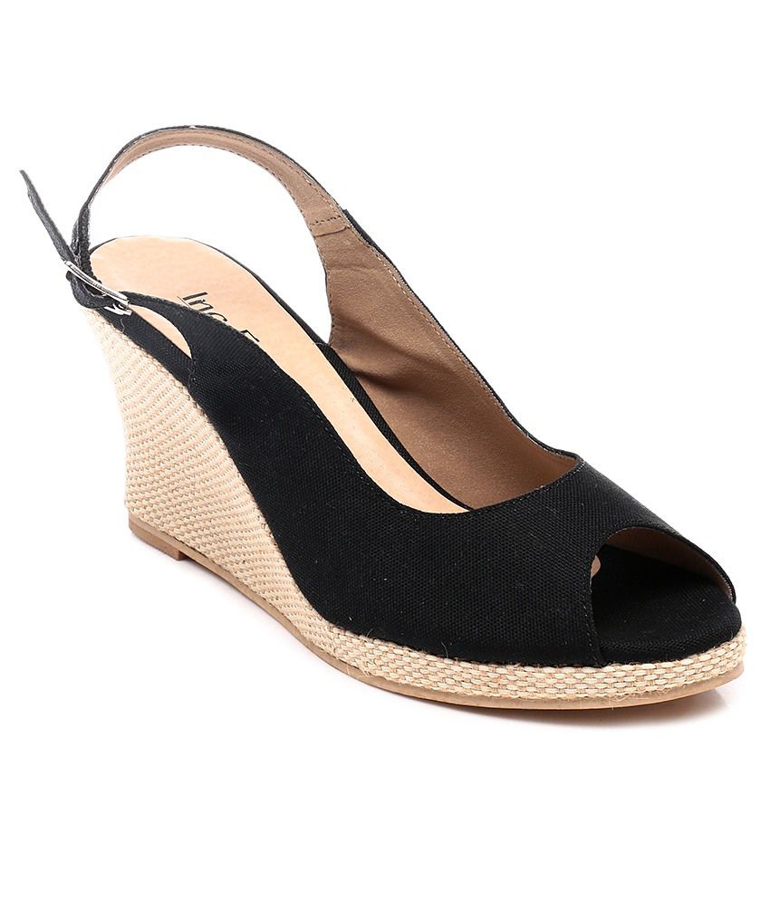 Inc.5 Black Wedge Heeled Sandals Price in India- Buy Inc.5 Black Wedge ...