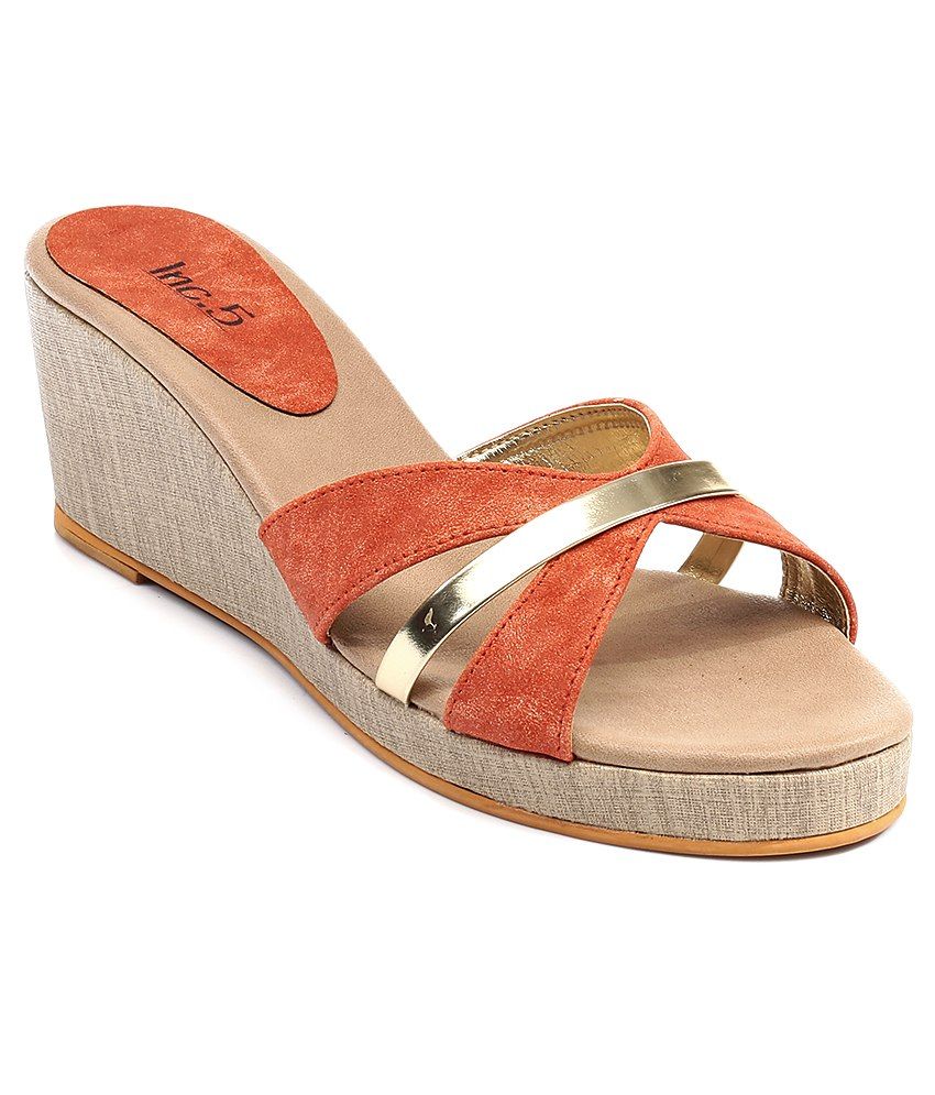 Inc.5 Orange Wedge Heeled Slip-On Price in India- Buy Inc.5 Orange Wedge Heeled Slip-On Online 