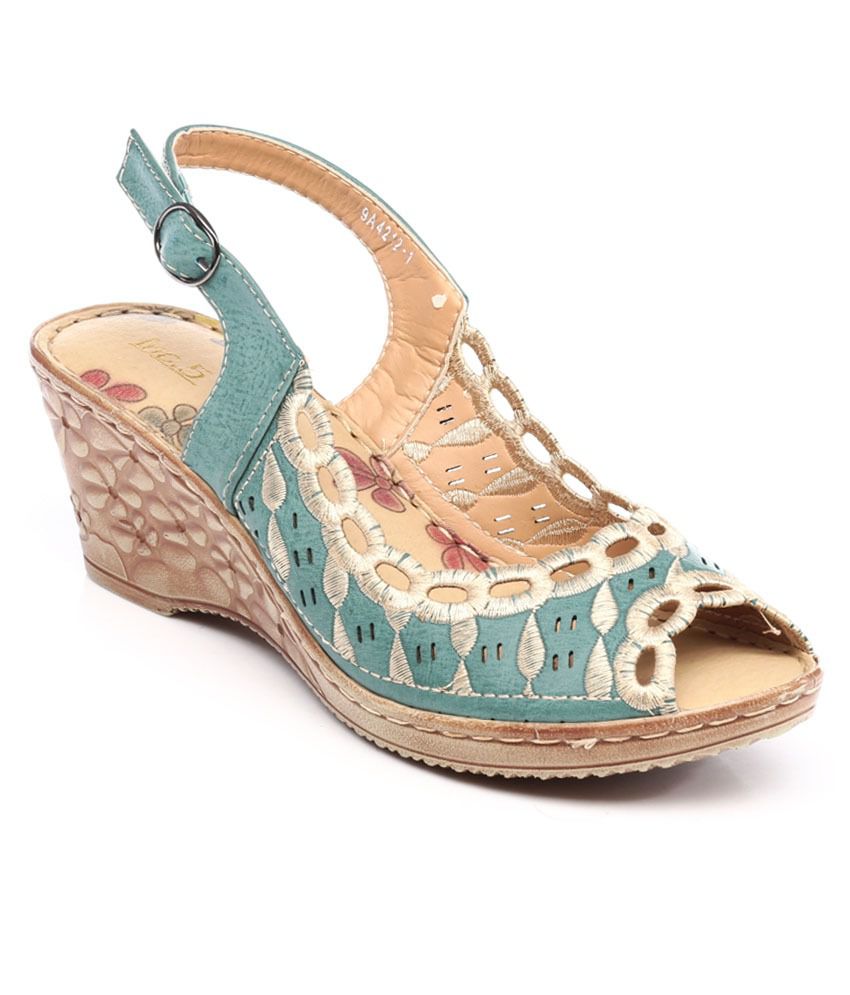 Inc.5 Turquoise Wedge Heeled Sandals Price in India- Buy Inc.5 ...