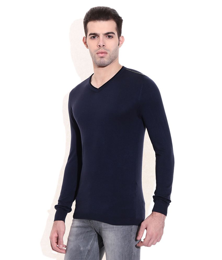 Celio Navy V-Neck Sweater - Buy Celio Navy V-Neck Sweater Online at ...