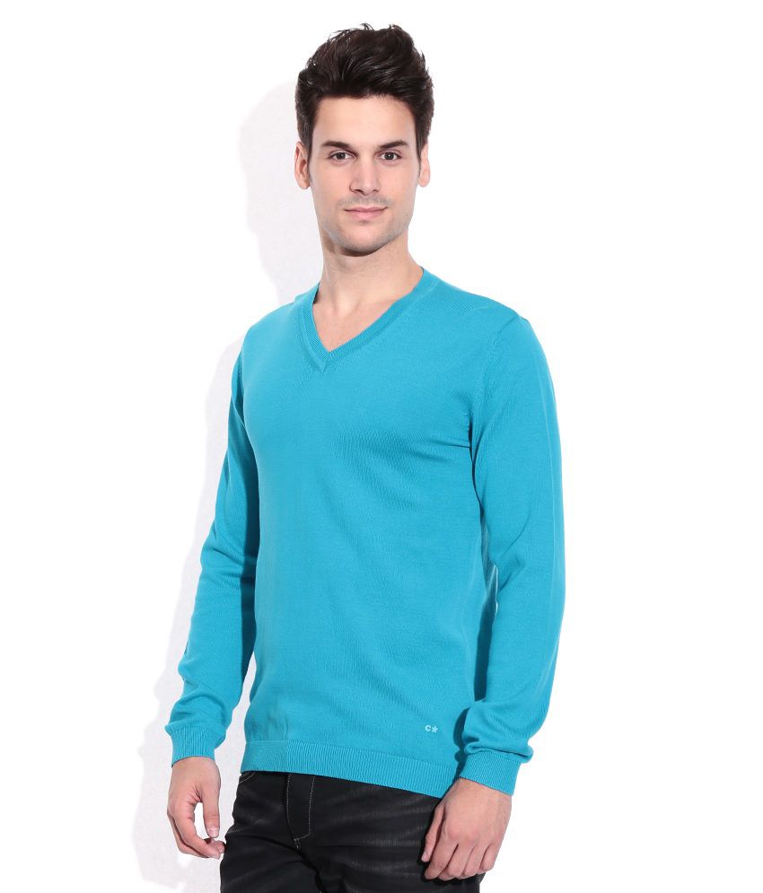 Celio Turquoise V-Neck Sweater - Buy Celio Turquoise V-Neck Sweater ...