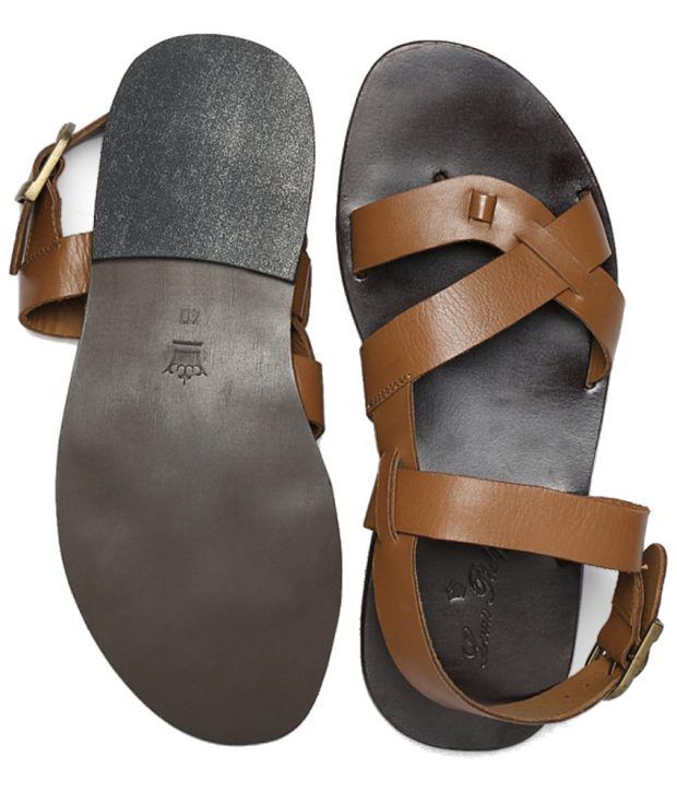 louis philippe men's leather sandals and floaters