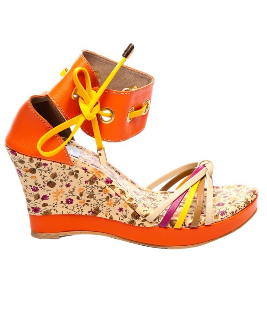 heeled sandals orange