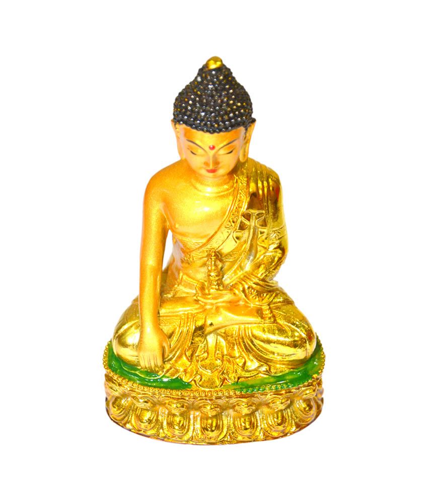     			Anjalika Golden Resin Gautam Buddha with Dorji