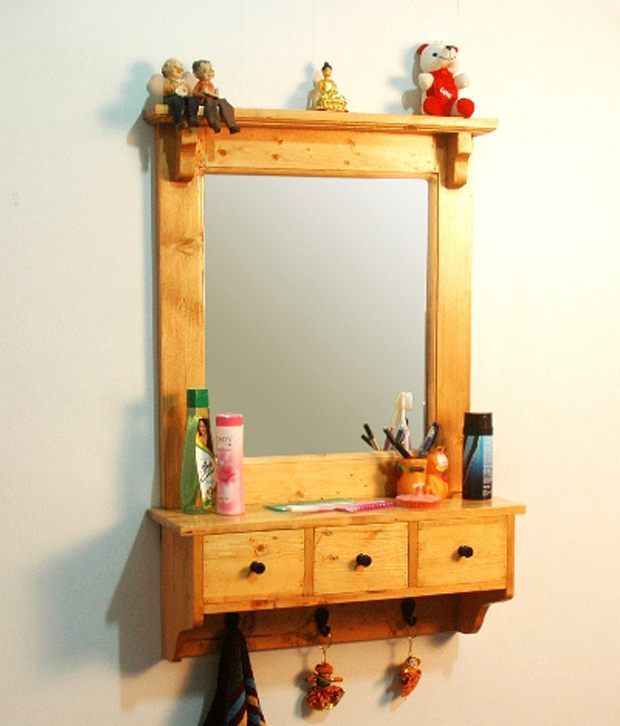 Solid Wood Dressing Mirror With Shelf Solid Wood Dressing Mirror With Shelf
